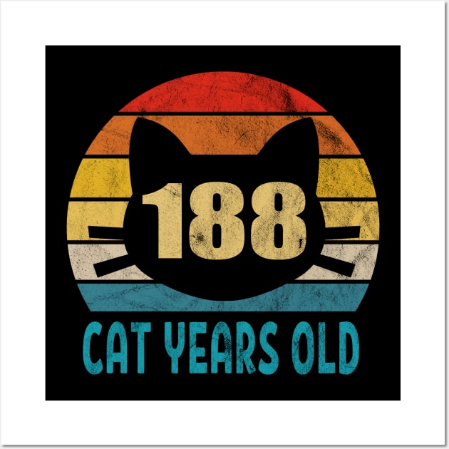 188 Cat Years Old Retro Style 43rd Birthday Gift Cat Lovers Wall Art by Blink_Imprints10